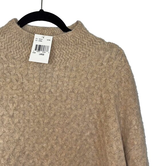 Kut From The Kloth Adah Oatmeal / Tan Waffle Weave Mock Turtleneck - Sz L - NWT - Picture 1 of 6
